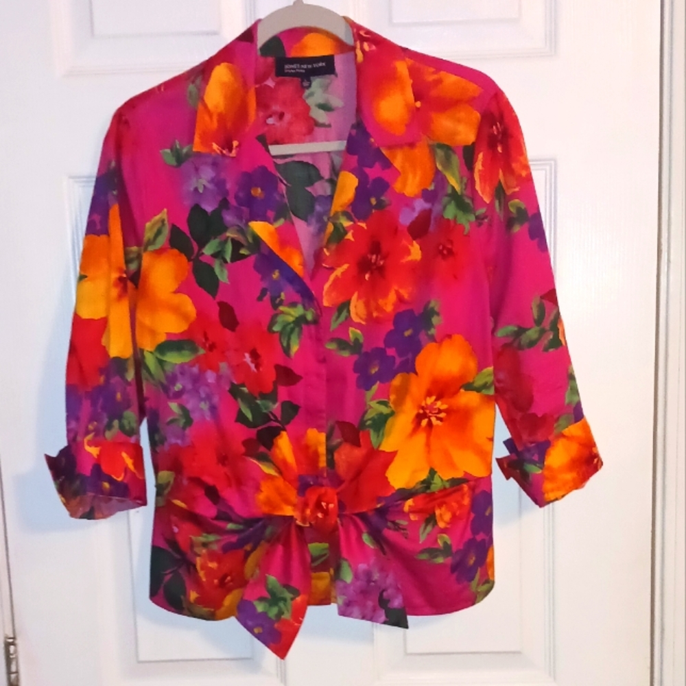 Jones New York Women's Floral Top Size L